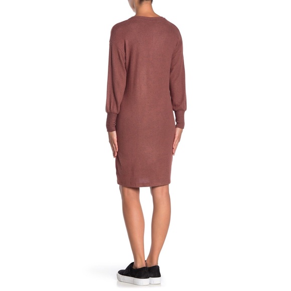Bobeau – V-Neck Long Sleeve Sweater Dress - Picture 2 of 3